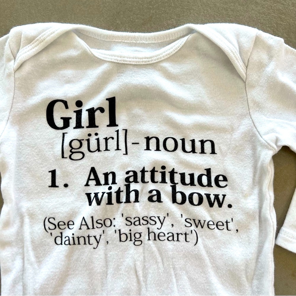 GIRL Defined Graphic Onesie, White, 12m - Picture 2 of 4